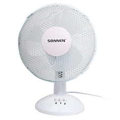 Вентилятор настольный SONNEN TF-25W-23 d=23 см 25 Вт на подставке 2 скоростных режима белый/серый 451038