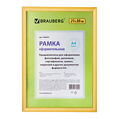 Рамка 21х30 см пластик багет 12 мм BRAUBERG HIT2 золото стекло 390945