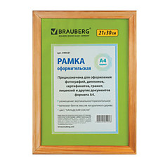 Рамка 21х30 см дерево багет 18 мм BRAUBERG HIT канадская сосна стекло 390021