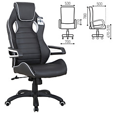 Кресло компьютерное BRABIX Techno Pro GM-003 экокожа черное/серое вставки серые