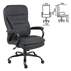 Кресло офисное BRABIX Heavy Duty HD-001 усиленная конструкция нагрузка до 200 кг экокожа 531015