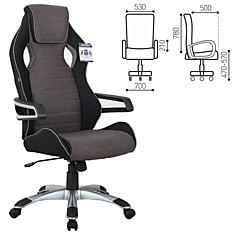 Кресло компьютерное BRABIX Techno GM-002 ткань черное/серое вставки белые