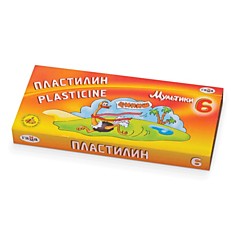 Пластилин классический ГАММА "Мультики", 6 цветов, 120 г, со стеком, картонная упаковка, 280015,281015