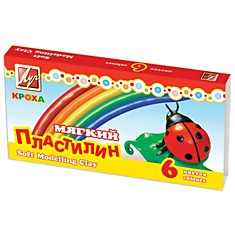 Пластилин мягкий ЛУЧ "Кроха", 6 цветов, 99 г, со стеком, картонная упаковка, 12С 863-08