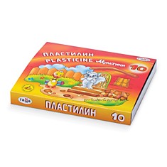 Пластилин классический ГАММА "Мультики", 10 цветов, 200 г, со стеком, картонная упаковка, 280017, 281017