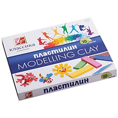 Пластилин ЛУЧ "Классика", 10 цветов, 200 г, со стеком, 7С304-08