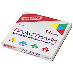 Пластилин классический ПИФАГОР, 12 цветов, 240 г, со стеком, картонная упаковка, 100973
