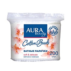 Ватные палочки 200 шт. AURA полиэтиленовый пакет 2883 6440