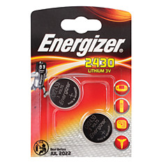 Батарейки ENERGIZER CR 2430 комплект 2 шт. литиевые d=24 мм h=30 мм в блистере 3 В 7638900379914