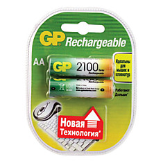 Батарейки аккумуляторные GP АА Ni-Mh 2100 mAh комплект 2 шт. в блистере 210ААНСB-UC2