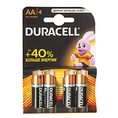 Батарейки DURACELL Basic AA LR6 Alkaline комплект 4 шт. в блистере 15 В MN 1500 АА LR6