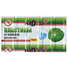 Средство от насекомых пластины для фумигатора 10 шт. от комаров NADZOR (Надзор) ITM 003P