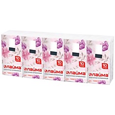 Платки носовые ЛАЙМА 3-х слойные 10 шт. х (спайка 10 пачек) 20х20 см 126910