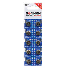 Батарейка SONNEN Alkaline A76 (G13 LR44) алкалиновая 1 шт. в блистере (отрывной блок) 451975