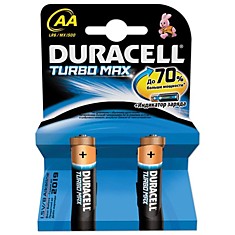 Батарейки DURACELL TurboMax AA LR6 Alkaline комплект 2 шт. в блистере 15 В