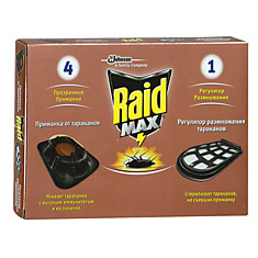 Средство от насекомых RAID (Рейд) от тараканов регулятор размножения 1 шт.  приманка 4 шт. 636828