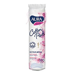 Ватные диски 120 шт. AURA двусторонние 6354