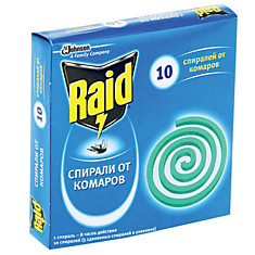 Средство от насекомых спираль RAID (Рейд) от комаров 10 шт. 613642