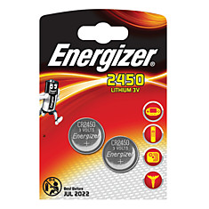 Батарейки ENERGIZER CR 2450 комплект 2 шт. литиевые d=24 мм h=50 мм в блистере 3 В 7638900103816