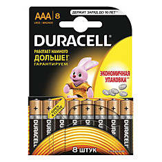 Батарейки DURACELL Basic AAA LR03 Alkaline комплект 8 шт. в блистере 15 В 81267262