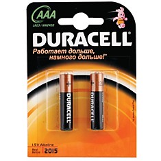 Батарейки DURACELL Basic AAA LR3 Alkaline комплект 2 шт. в блистере 15 В