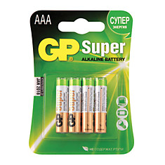 Батарейки GP Super AAA (LR03 24 А) алкалиновые комплект 4 шт. в блистере