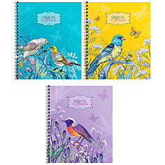 Тетрадь 96л., А5, клетка на гребне ArtSpace "Цветы. Birds in flowers", ТВИН-лак