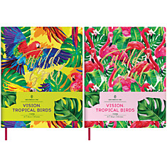 Тетрадь 80л. А5, клетка, ЛАЙТ, кожзам, Greenwich Line "Vision.Tropicalbirds", тон. блок, цв. срез