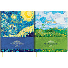 Тетрадь 80л. А5, клетка, ЛАЙТ, кожзам, Greenwich Line "Vision.VanGogh", тон. блок, цв. срез