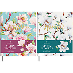 Тетрадь 80л. А5, клетка, ЛАЙТ, кожзам, Greenwich Line "Vision.Flowers", тон. блок, цв. срез