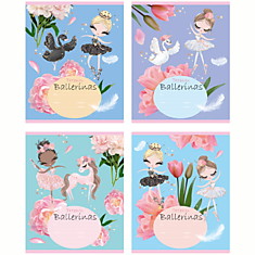 Тетрадь 18л., клетка BG "Ballerinas", блестки