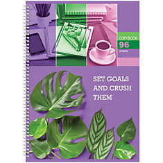 Тетрадь 96л., А4, клетка на гребне BG "Office plants"