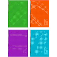 Тетрадь 80л., А4, клетка на гребне BG "Design modern", матовая ламинация, выб.лак, твердая обложка
