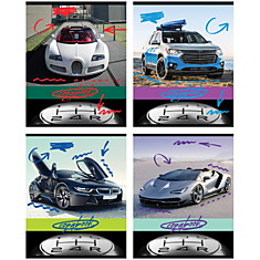Тетрадь 48л., А5, клетка BG "Cool car", глянцевая ламинация