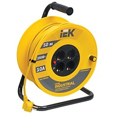 Удлинитель на катушке IEK (ИЕК) INDUSTRIAL 4 розетки с заземлением 50 м 3х15 мм 2200 Вт WKP15-16-04-50