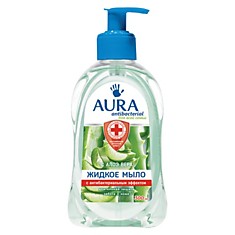 Мыло-крем жидкое 300 мл AURA Antibacterial антибактериальное Экстракт алоэ дозатор 6514