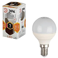 Лампа светодиодная ЭРА 7 (60) Вт цоколь E14 шар теплый белый свет 30000 ч. LED smdP45-7w-827-E14