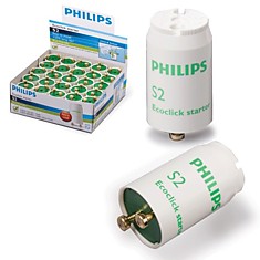 Стартеры для люминесцентных ламп PHILIPS S2 комплект 25 шт. 4-22 W 220-240 V (двухламповая.схема подключения)