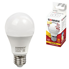 Лампа светодиодная SONNEN 5 (40) Вт цоколь E27 шар теплый белый свет LED G45-5W-2700-E27 453699