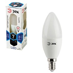 Лампа светодиодная ЭРА 7 (60) Вт цоколь E14 свеча холодный белый свет 30000 ч. LED smdB35-7w-840-E14