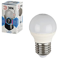 Лампа светодиодная ЭРА 7 (60) Вт цоколь E27 шар холодный белый свет 30000 ч. LED smdP45-7w-840-E27