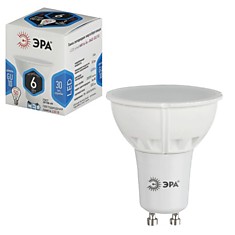 Лампа светодиодная ЭРА 6 (50) Вт цоколь GU10 MR16 холодный белый свет 30000 ч. LED smdMR16-6w-840-GU10