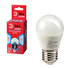 Лампа светодиодная ЭРА 6 (40) Вт цоколь E27 шар холодный белый 25000 ч. LED smdР45-6w-840-E27ECO
