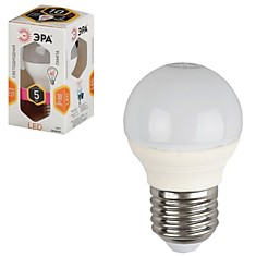 Лампа светодиодная ЭРА 5 (40) Вт цоколь E27 шар теплый белый свет 30000 ч. LED smdP45-5w-827-E27