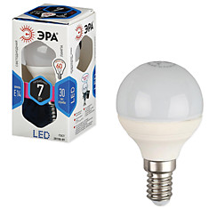 Лампа светодиодная ЭРА 7 (60) Вт цоколь E14 шар холодный белый свет 30000 ч. LED smdP45-7w-840-E14