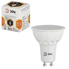 Лампа светодиодная ЭРА 6 (50) Вт цоколь GU10 MR16 теплый белый свет 30000 ч. LED smdMR16-6w-827-GU10