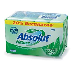 Мыло туалетное 300 г ABSOLUT (Абсолют) комплект 4 шт. х 75 г Алоэ антибактериальное 6065