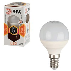 Лампа светодиодная ЭРА 5 (40) Вт цоколь E14 шар теплый белый свет 30000 ч. LED smdP45-5w-827-E14