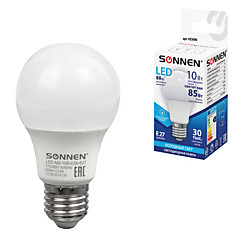 Лампа светодиодная SONNEN 10 (85) Вт цоколь Е27 грушевидная холодный белый свет LED A60-10W-4000-E27 453696