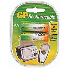 Батарейки аккумуляторные GP АА Ni-Mh 1800 mAh комплект 2 шт. в блистере 180AAHC-2DECRC2